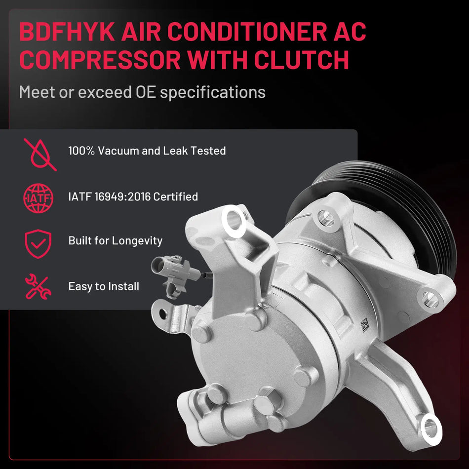 BDFHYK A/C Compressor with Clutch for Subaru Forester 2014-2018 2.0L 2.5L, Replacement 73111FJ040 58492
