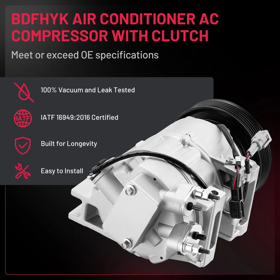 Nissan Rogue 2014–2020 2.5L A/C Compressor with Clutch, 7PK Pulley, Replace 926003TA0A, 98664