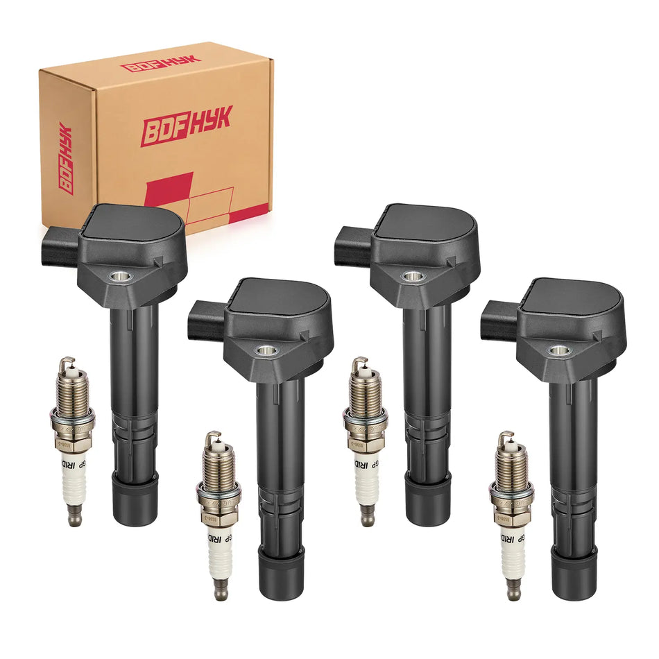BDFHYK Ignition Coil UF400 and Iridium Spark Plug ZFR6FGP For Honda Civic 2001-2005 1.8L Set of 4