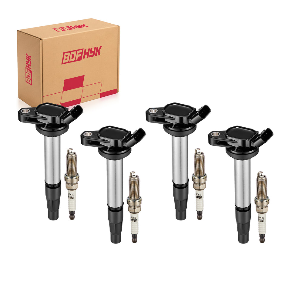 BDFHYK Ignition Coil UF596 and Iridium Plugs 93501 For Toyota Corolla 2009-2013 1.8L L4 UF619 Set of 4