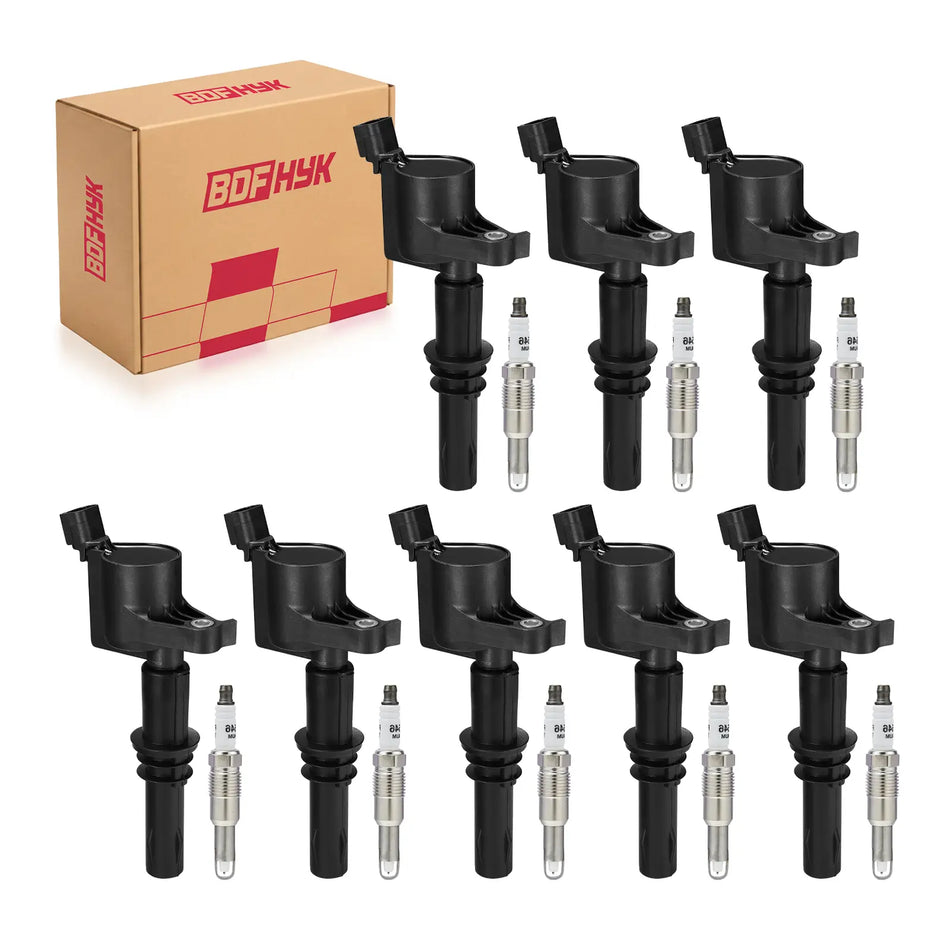 BDFHYK Ignition Coil DG511 with Iridium Spark Plug SP515 SP546 Fits For Ford F150 F250 2004-2008, Ford Mustang Expedition,Set of 8