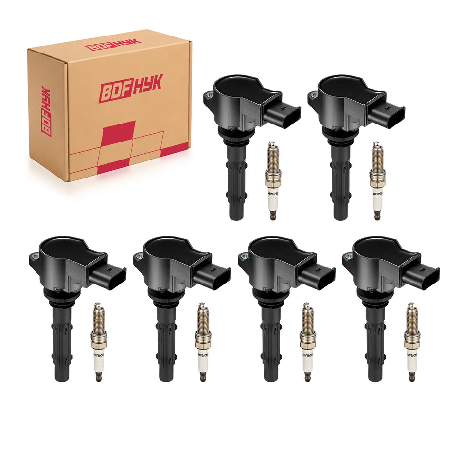 BDFHYK Ignition Coil UF535 and Iridium Plugs 95983 For Mercedes-Benz C230 C280 CLK350 E350 ML350 SLK280,Sets of 6