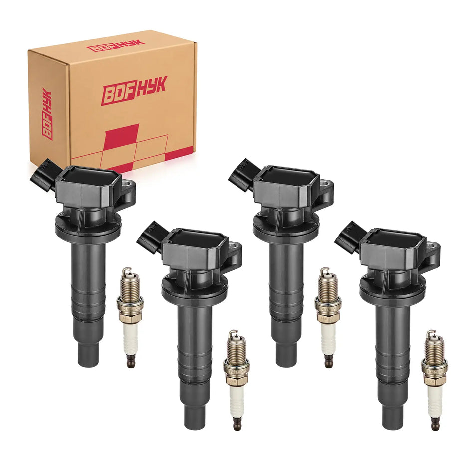 BDFHYK Ignition Coil UF247 and Iridium Spark Plug 4503 For Toyota Corolla 2005 2006, Toyota Celica 2003-2008 1.8L Set of 4