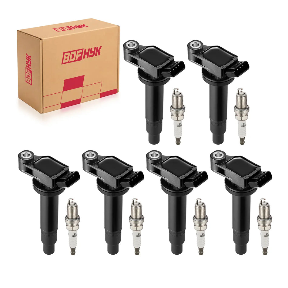 BDFHYK Ignition Coil UF267+Iridium Plugs 4504 PK20TT Fits For Lexus ES300 RX300 RX330 RX400,3.0L/3.3L V6,Sets of 6