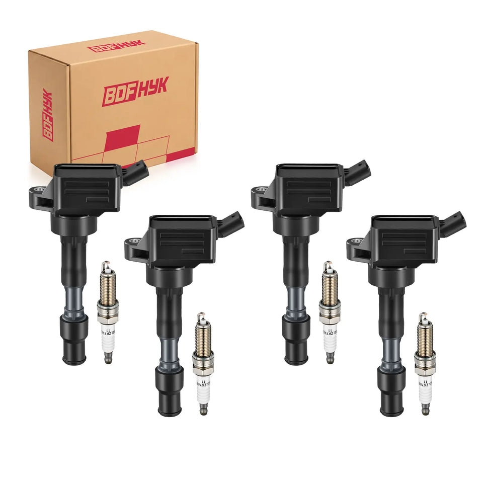 BDFHYK Ignition Coil UF816+Iridium Plugs ILZKR8C8G Fits Hyundai 2017-2020 Elantra, 2018-2020 Kona,2020 Soul 2.0L L4,Set of 4
