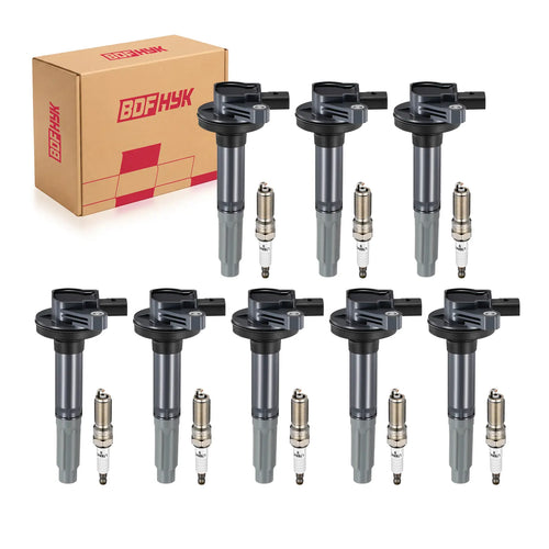 BDFHYK Ignition Coil Pack UF622 and Iridium Spark Plugs SP548 Fits Ford F-150 2011-2016 Mustang 2011-2015 5.0L V8, Set of 8