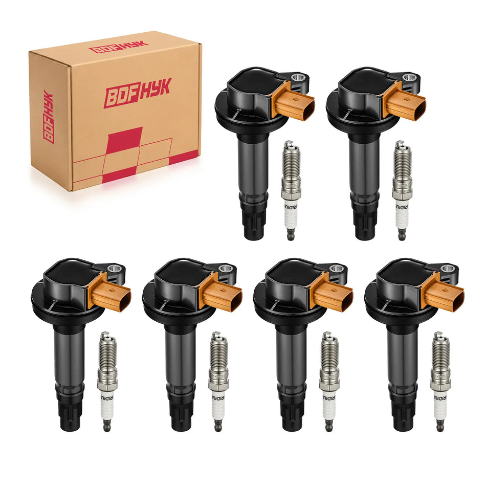 BDFHYK Ignition Coil Pack UF646 and Iridium Spark Plugs SP534 Fits Ford F-150 Transit 150 250 350 3.5L V6, Set of 6