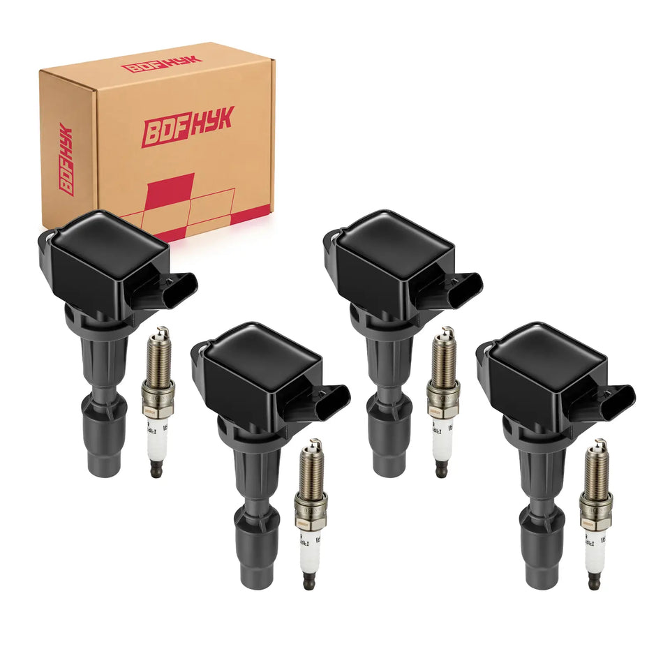 BDFHYK Ignition Coil Pack UF764 and Iridium Spark Plugs 93175 For Hyundai & Kia 2.4L L4,Set of 4
