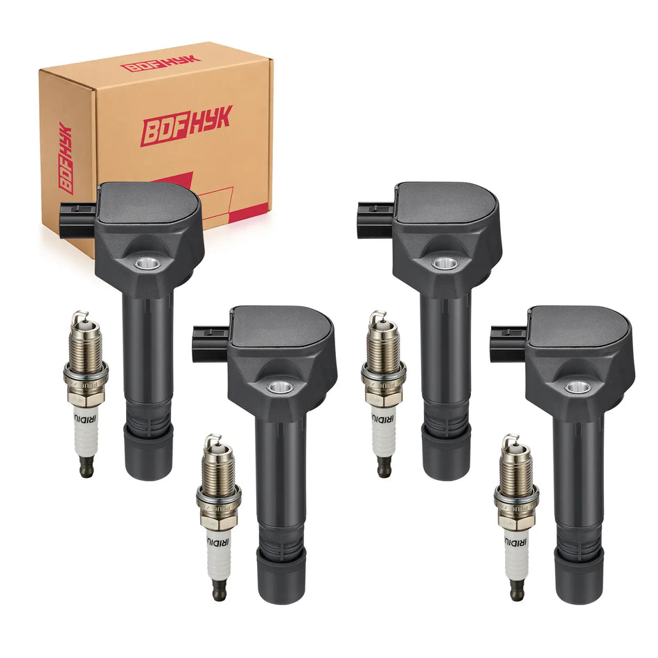 BDFHYK Ignition Coils UF582 and Iridium Spark Plug IZFR6K11S For Honda Civic l4 1.8L,Set of 4