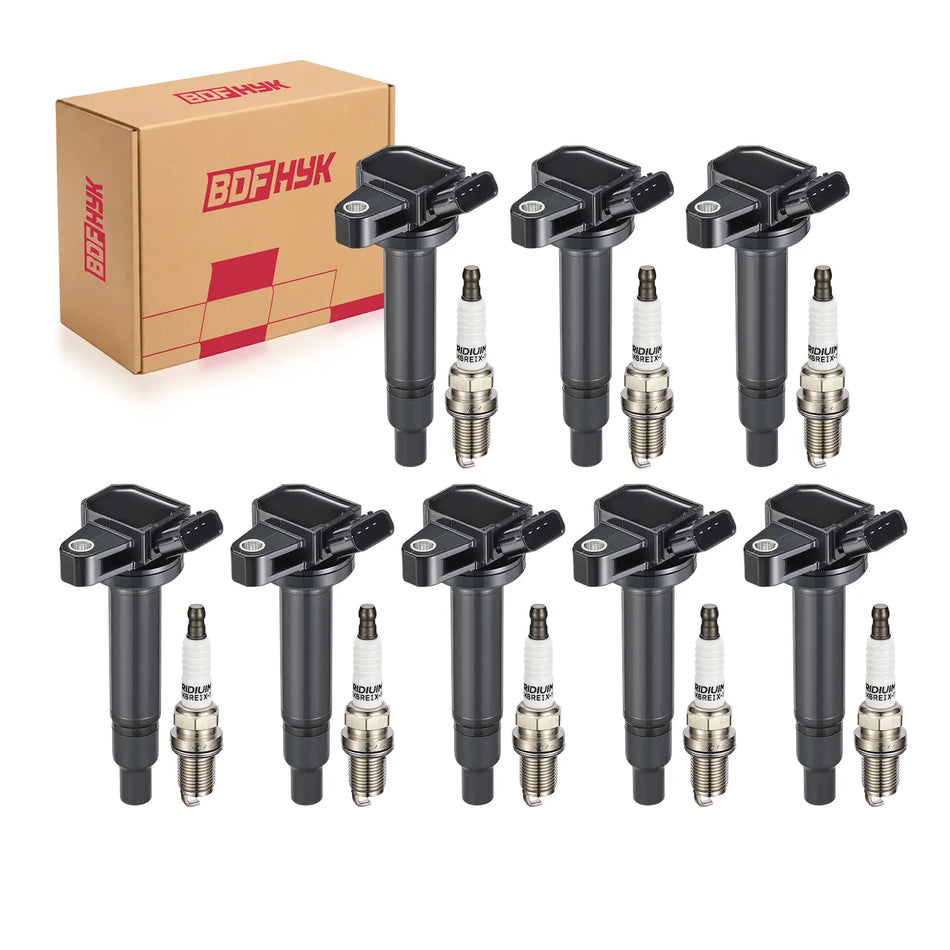 BDFHYK 8 Ignition Coil and 8 Spark Plug for Toyota 4Runner, Land Cruiser, Sequoia, Tundra 4.3L V8,Replacement for UF493 4504