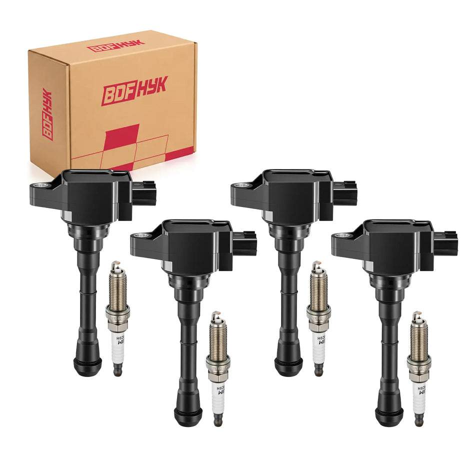 BDFHYK Ignition Coil UF659 and Iridium Plugs 91215 For Nissan Juke 2011-2017 1.6L L4,Set of 4