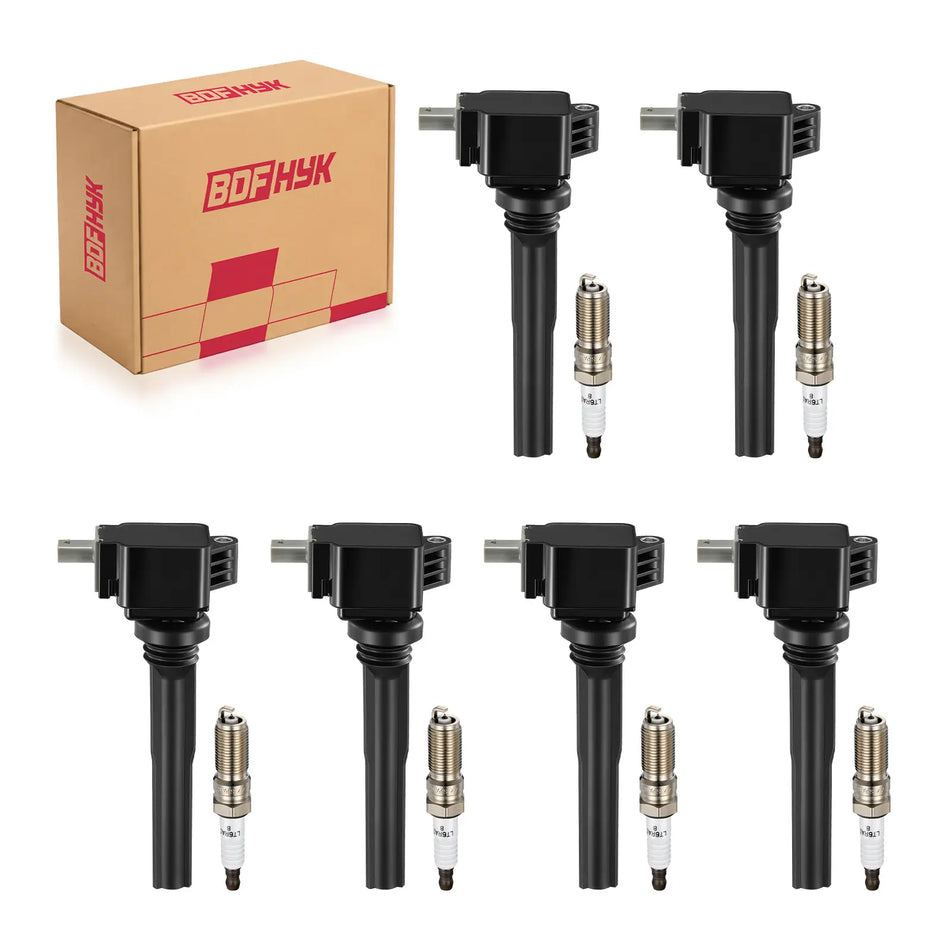 BDFHYK Ignition Coil UF826+Iridium Plugs 94372 Fits For Lincoln 2018-2019 Navigator, 2017-2019 F-150, 2018-2019 Expedition,Set of 6