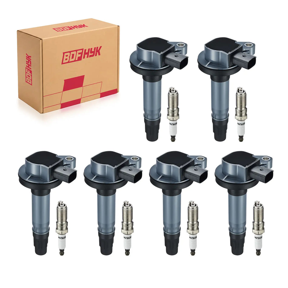 BDFHYK Ignition Coil Pack UF553 and Iridium Spark Plugs SP589 Fits Lincoln MKS MKT MKX MKZ 3.5L 3.7L V6, Set of 6
