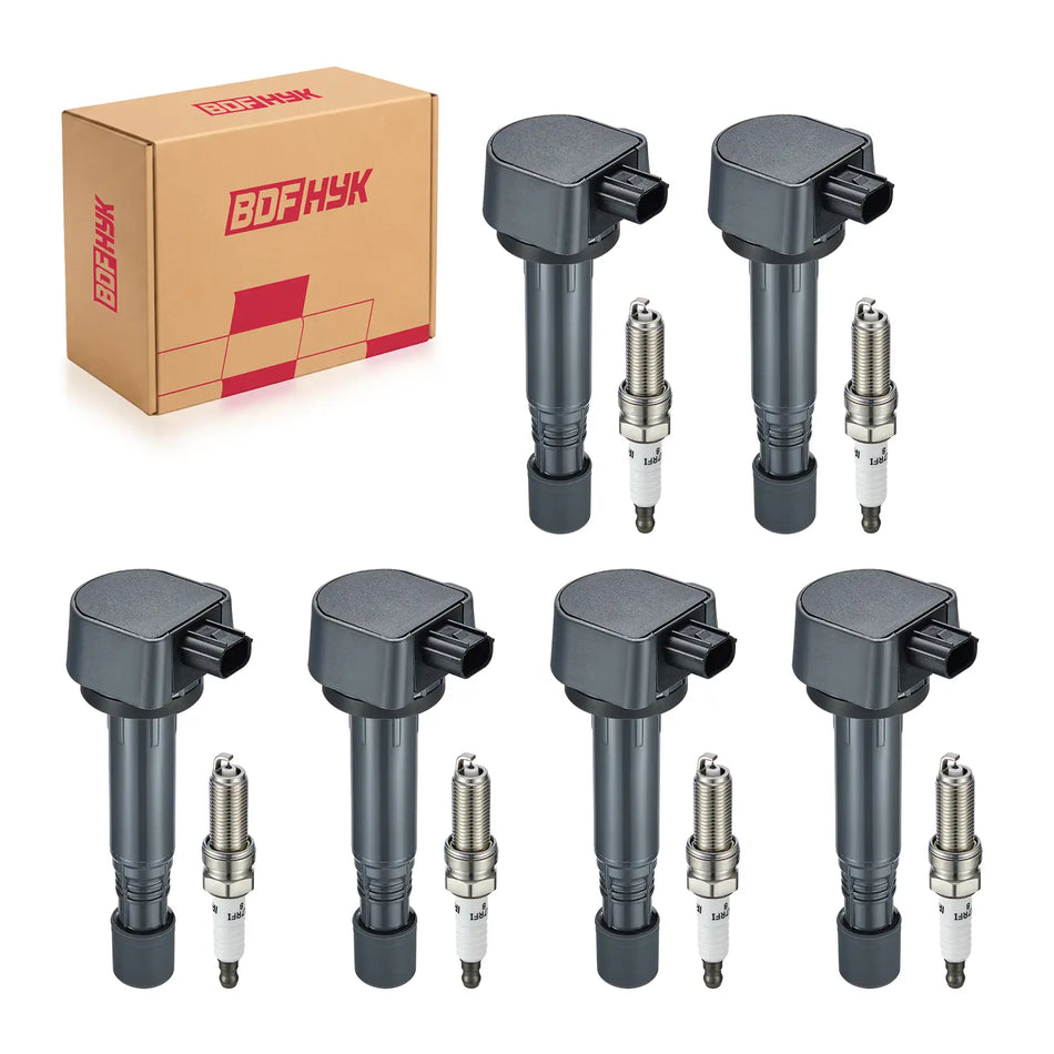 BDFHYK Ignition Coil Pack UF624 and Iridium Spark Plugs 97390, Fits Honda Pilot Ridgeline Acura RDX ZDX 3.5L 3.7L V6, Set of 6