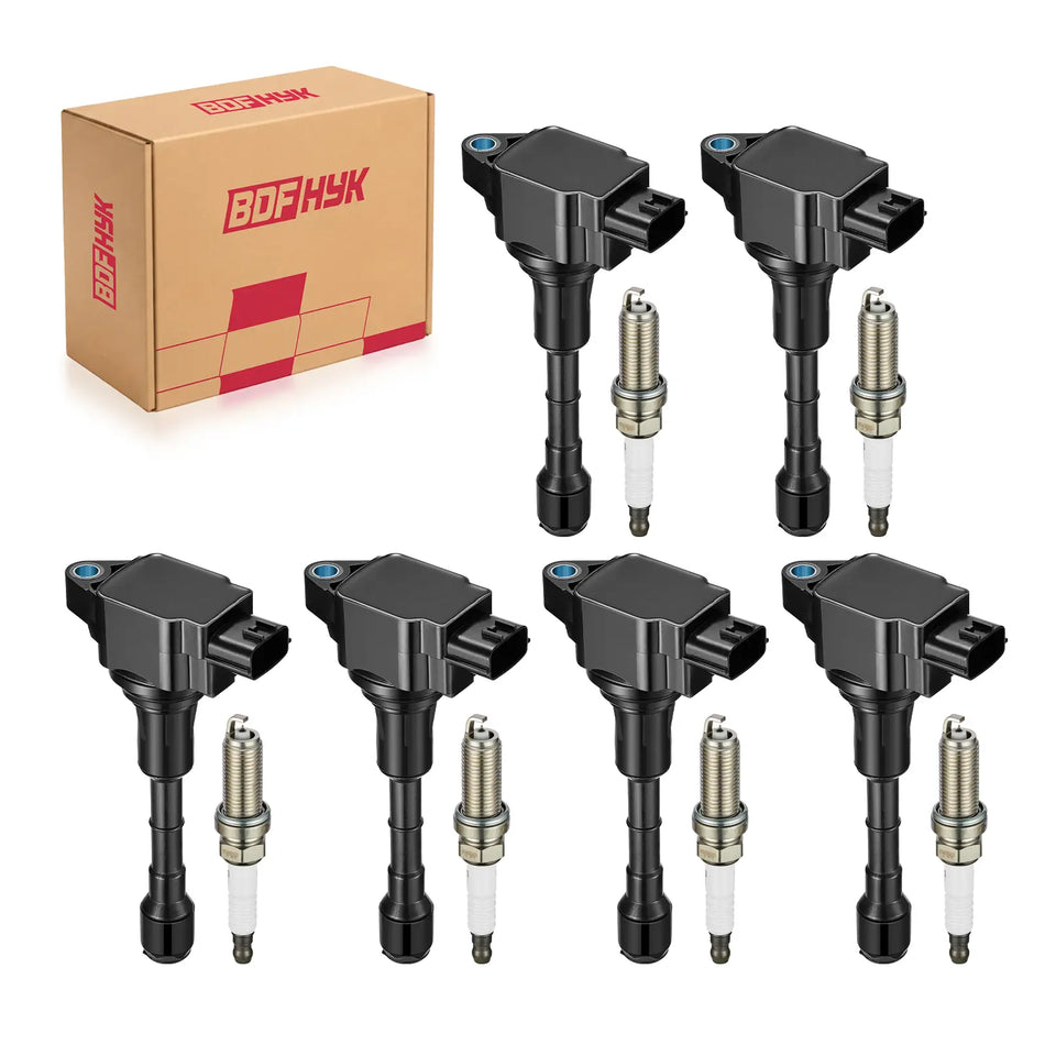 BDFHYK 6 Ignition Coil UF617 and 6 Iridium Spark Plug 90174 for INFINITI FX37, G37, M37, Q40, Q50, Q60, Q70, QX70 3.7L V6