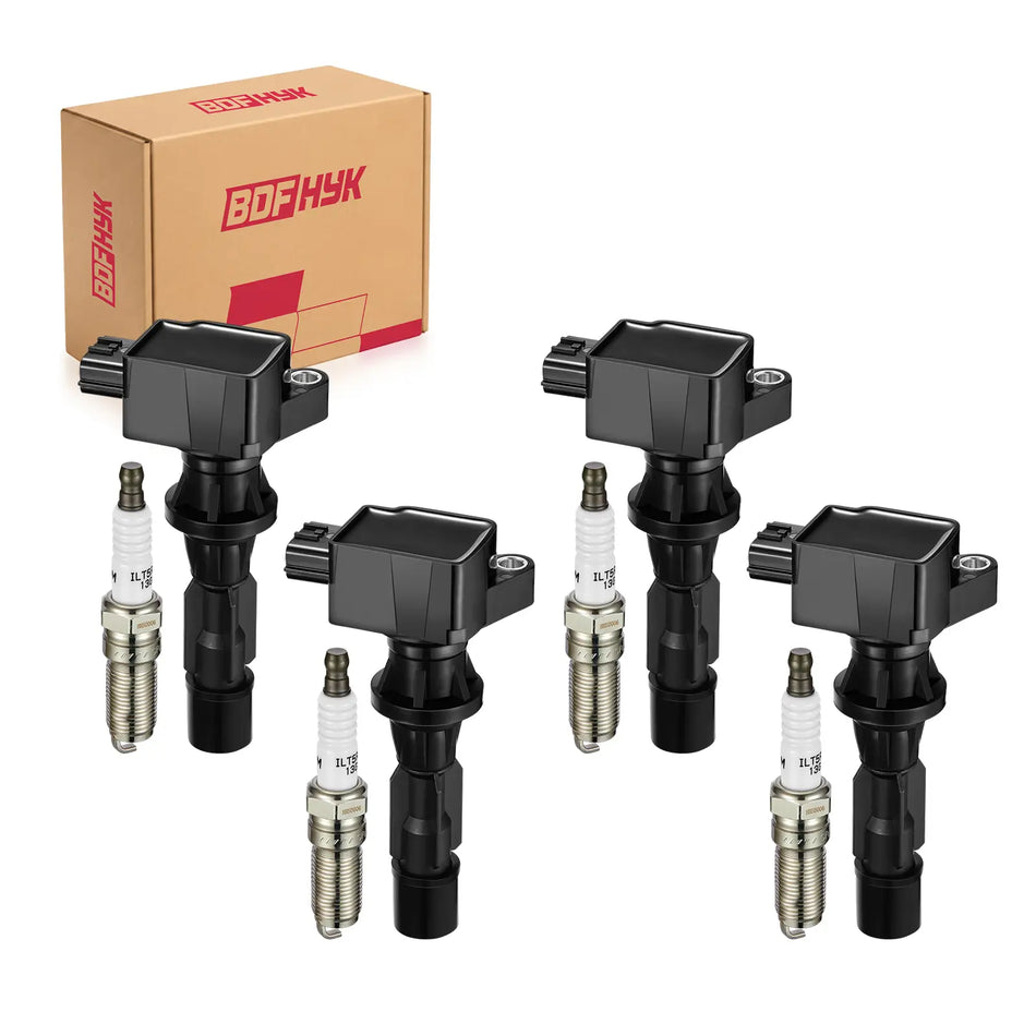 BDFHYK 4 Ignition Coil UF540 and 4 Iridium Spark Plug 90083 for Mazda 3 2007-2013, 6 2006-2013, CX-7 2010-2012 2.0L / 2.3L / 2.5L L4