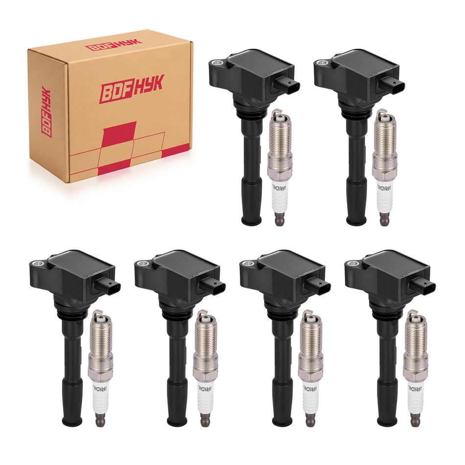 BDFHYK 6 Ignition Coil UF827 and 6 Iridium Spark Plug 95927 for Edge Explorer F-150 Police Interceptor Utility