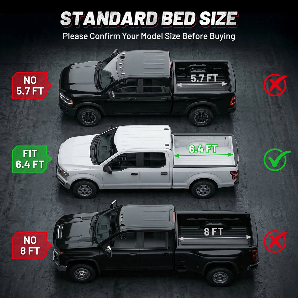 6.4ft (6'4") Truck Bed Cover For Ram 1500 2009-2018 & 1500 Classic 2019-2026, 2500/3500 2010-2026