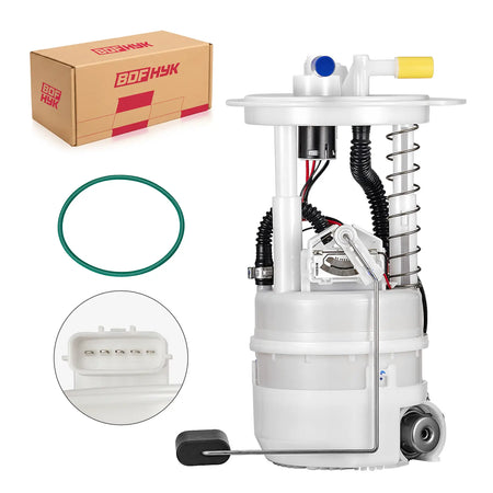BDFHYK premium electric fuel pump module assembly kit with durable green sealing O-ring and branded packaging box, engineered as a direct-fit replacement for Nissan vehicles.