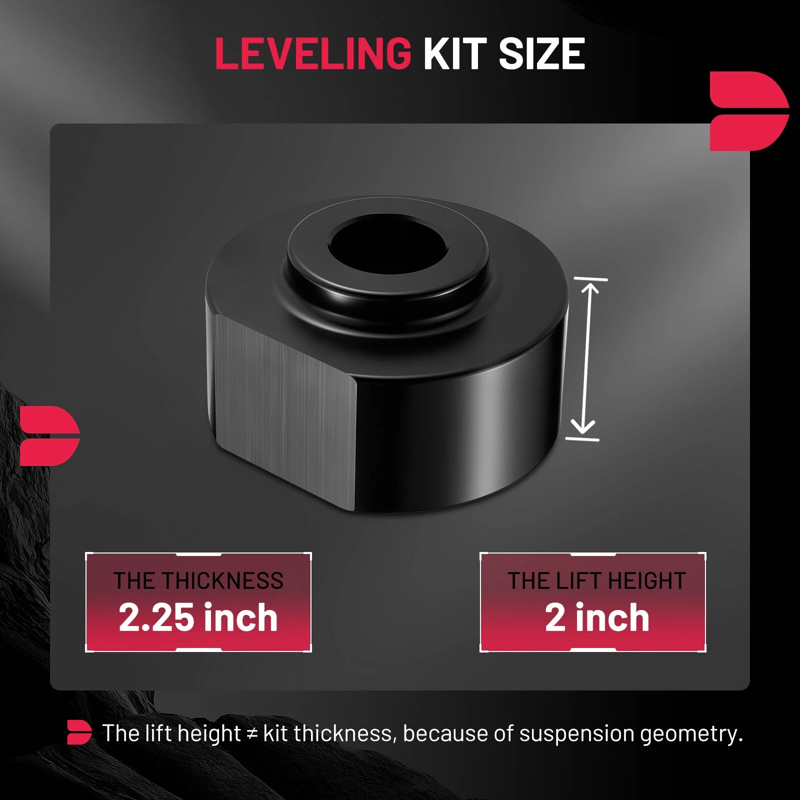Ford Super Duty 2WD front leveling spacer fitment reference