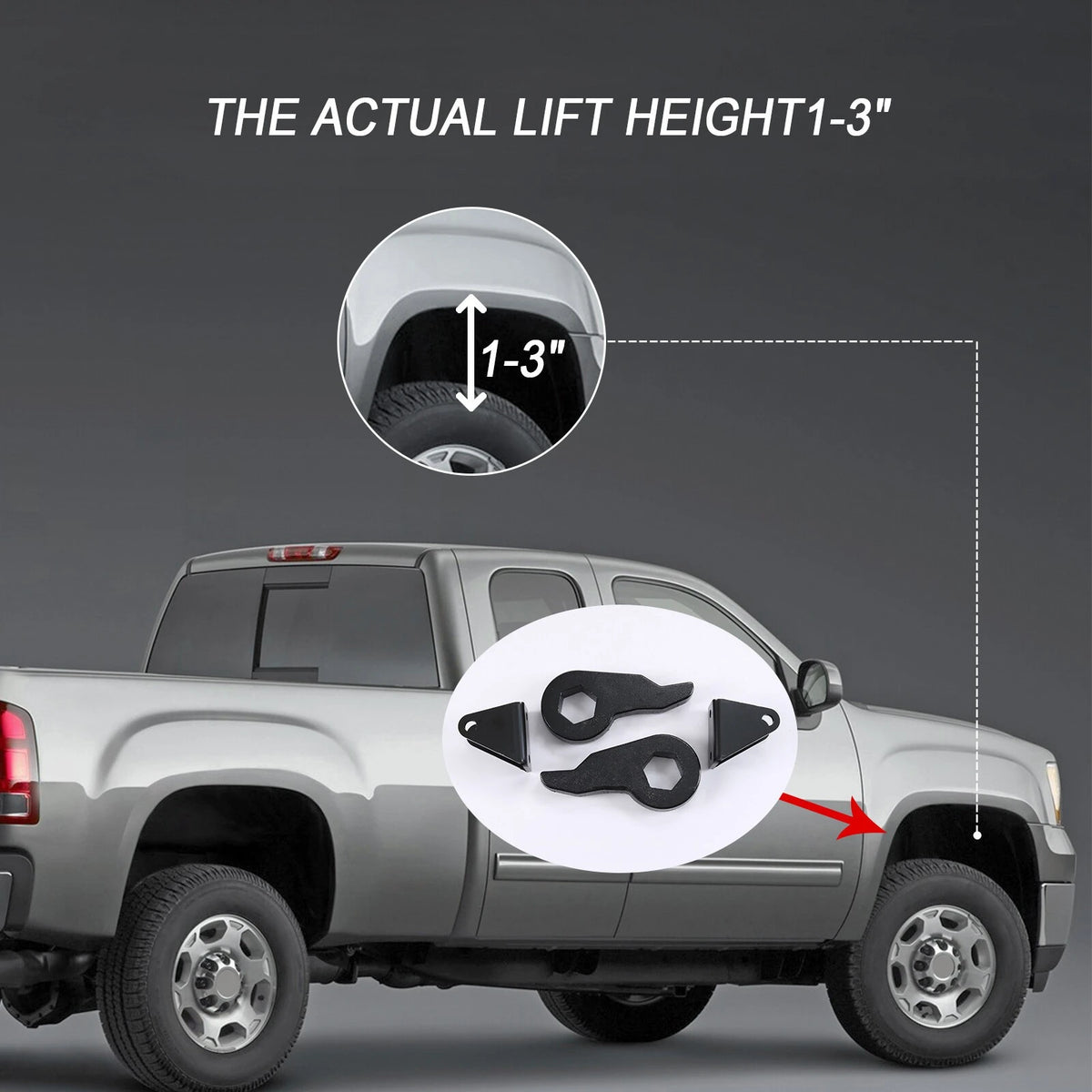 Adjustable 1-3 inch front leveling kit installation parts for Silverado Sierra HD