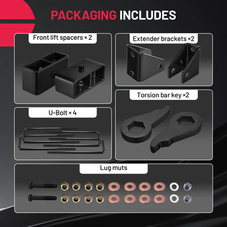 Silverado Sierra 2500HD 3500HD leveling lift kit package components