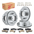 BDFHYK Brake Rotor Kit Front & Rear for Silverado 2500 HD Sierra 2500 HD 2001-2010 Drilled Slotted Rotors Ceramic Pads | Replace S-55072 D-784