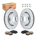 BDFHYK Brake Rotor Kit Front for Jeep Wrangler 2007-2018 JK  Drilled Slotted Rotors Ceramic Pads | Replace S-53040 D-1273