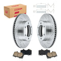 BDFHYK Brake Rotor Kit Front for Toyota Tacoma 2005-2021 4Runner FJ Cruiser Drilled Slotted Rotors Ceramic Pads | Replace S-31327 D-976