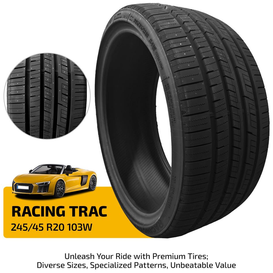 Premium 245/45ZR20 103W UHP RACING TRAC Tire Improved Handling Quiet Smooth Ride