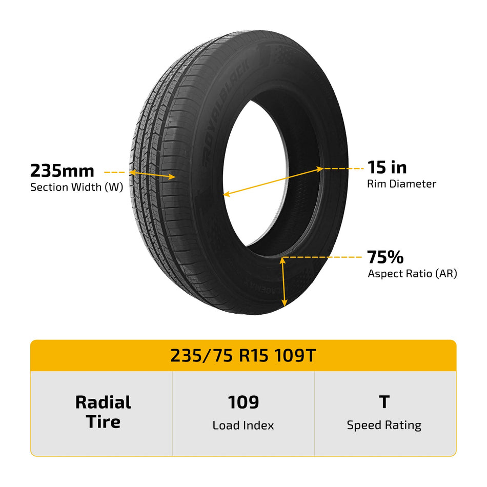 235/75R15 109T SUV Performance Tire MILEAGEMAX SUV/CUV All-Season Long Lasting