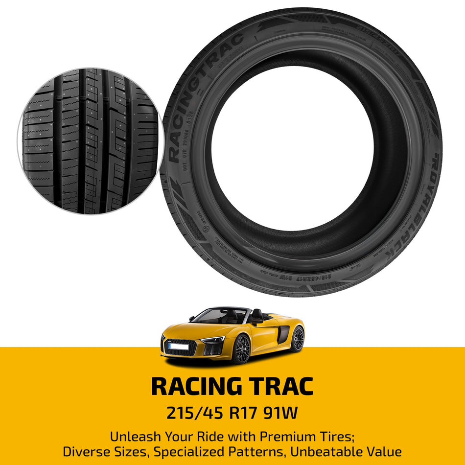 215/45ZR17 91W Sport Performance RACING TRAC Tire Enhanced Traction For