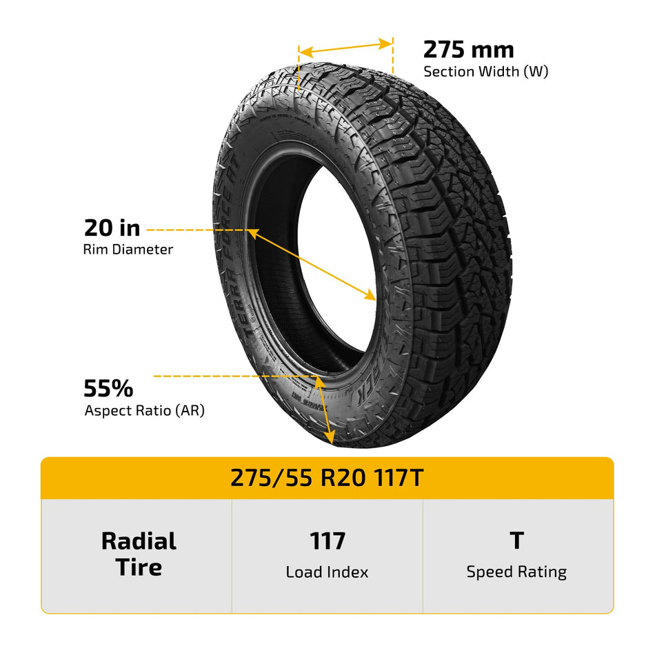 275/55R20 117T Off-Road TERRA FORCE AT Tire Enhanced Traction For Passenger Cars