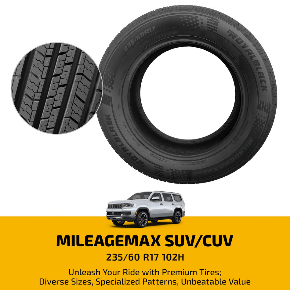 235/60R17 102H Crossover Tire MILEAGEMAX SUV/CUV Tire Enhanced Traction For