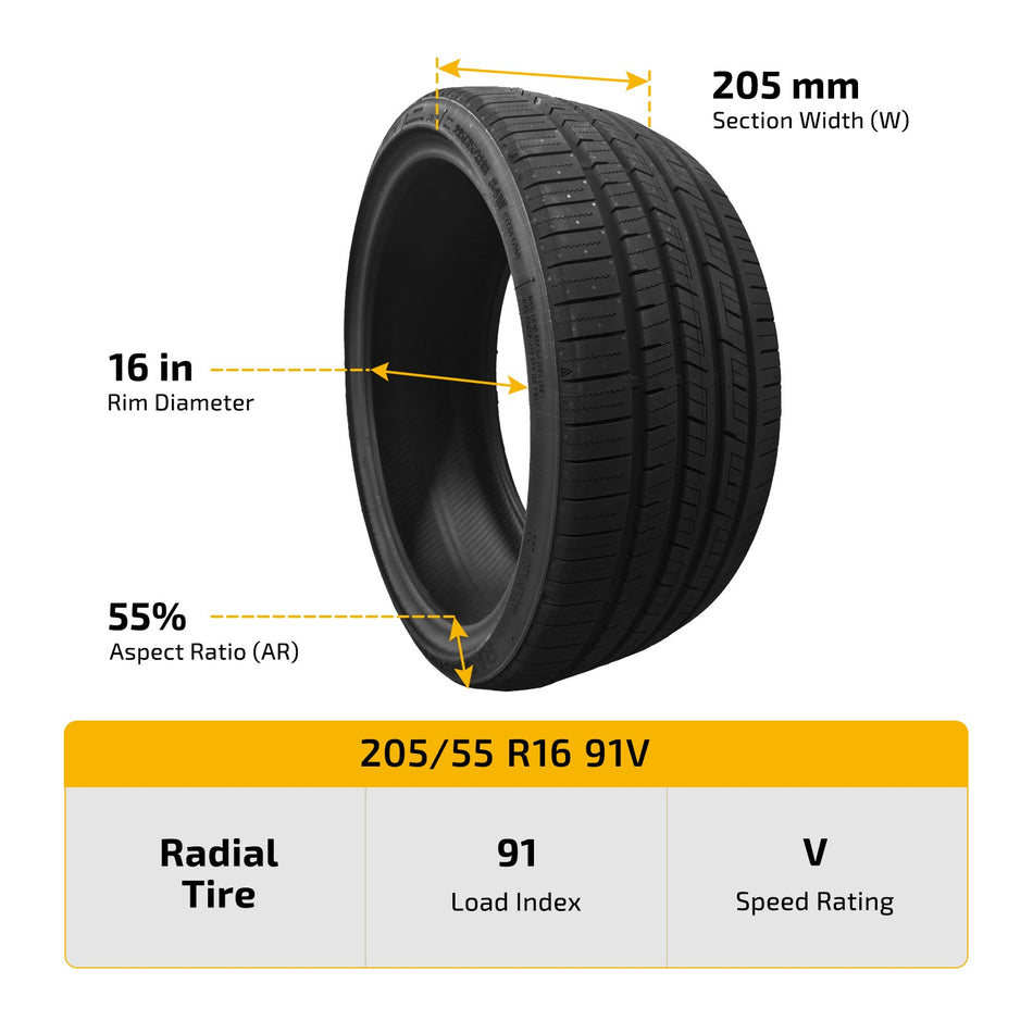 205/55R16 91V UHP RACING TRAC Tire Enhanced Traction For Passenger Cars Quiet