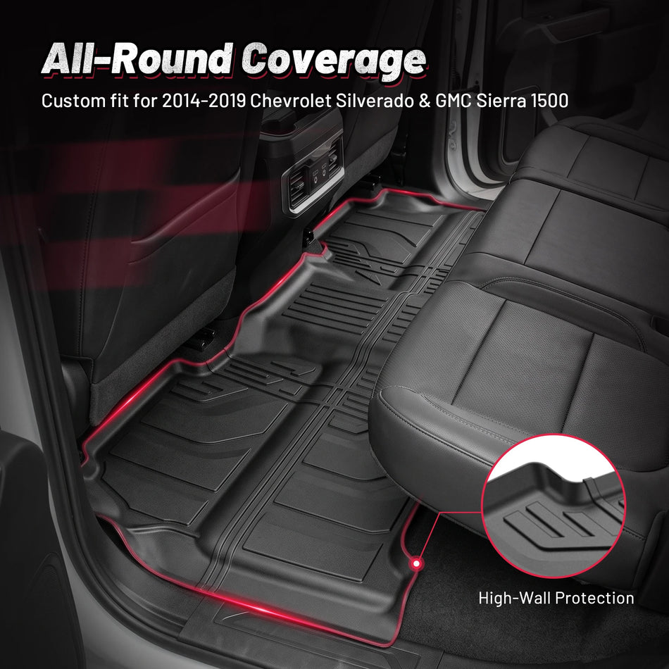 2014-2019 Chevy Silverado GMC Sierra 1500, 2015-2019 2500HD 3500HD Floor Mats | BDFHYK