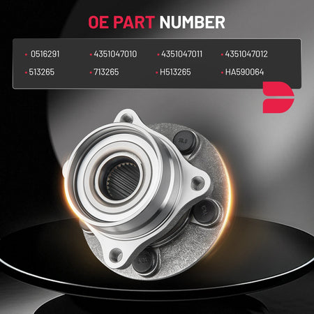 Toyota Prius 513265 front wheel bearing fitment detail with OE-style hub assembly